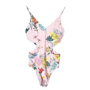 Lolli + ban.do Womens pink floral cut out one piece swimsuit size medium swim